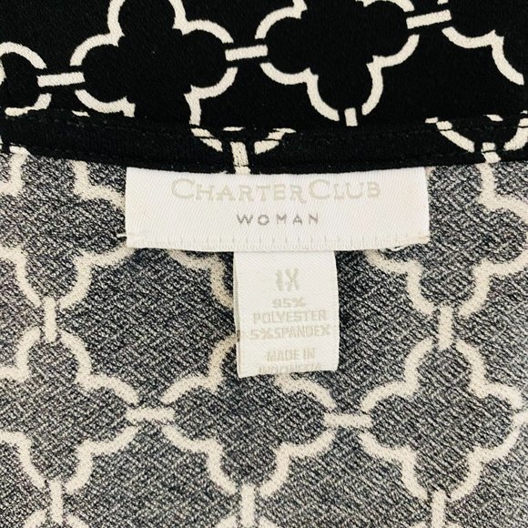 Charter Club Sleeveless Geometric Print Black White Women's Plus 1X * - Picture 8 of 8